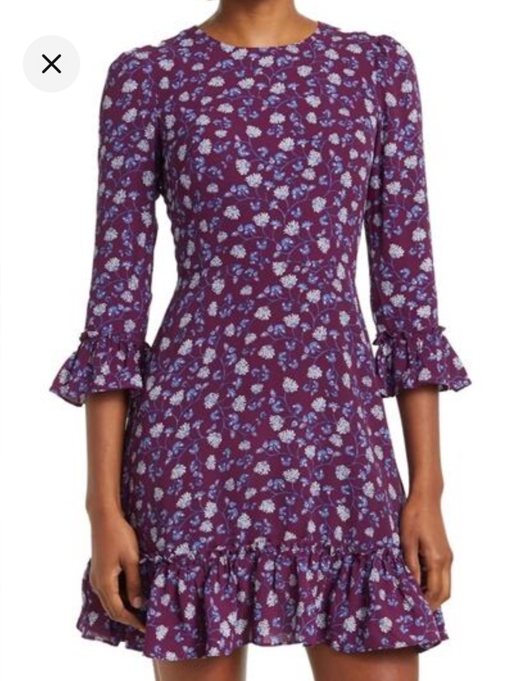 Eliza J Purple Floral Ruffle Hem Women's Dress